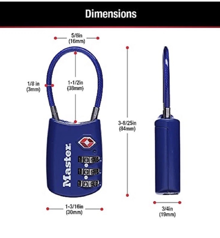 Master Lock 4688T 2pack Set Own Combination TSA-Accepted Cable Padlock Black