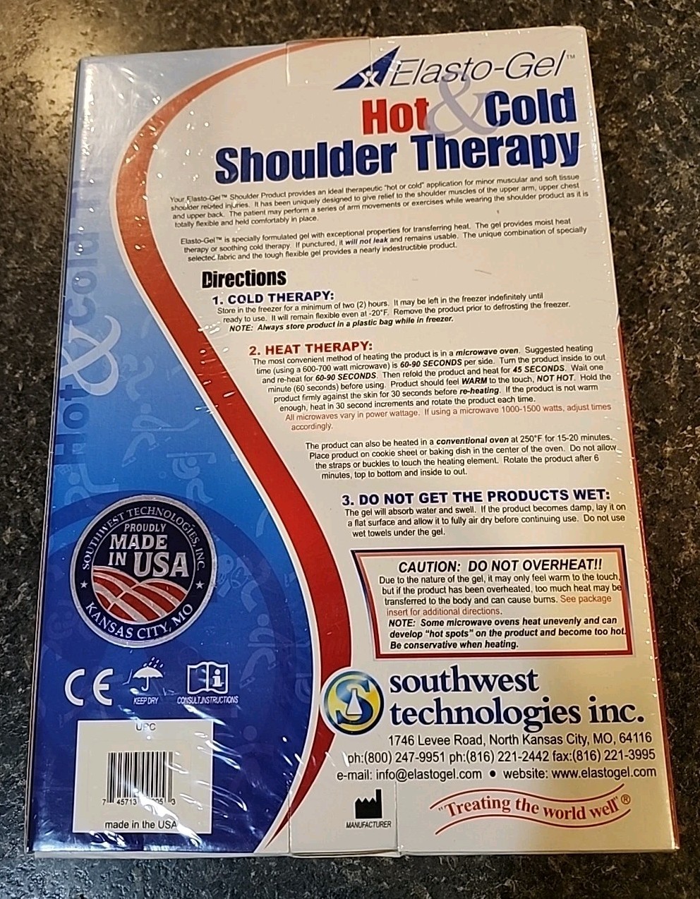 Elasto-Gel Hot/Cold Shoulder Sleeve-LG/XL SW9005 New Sealed Box Shoulder Therapy
