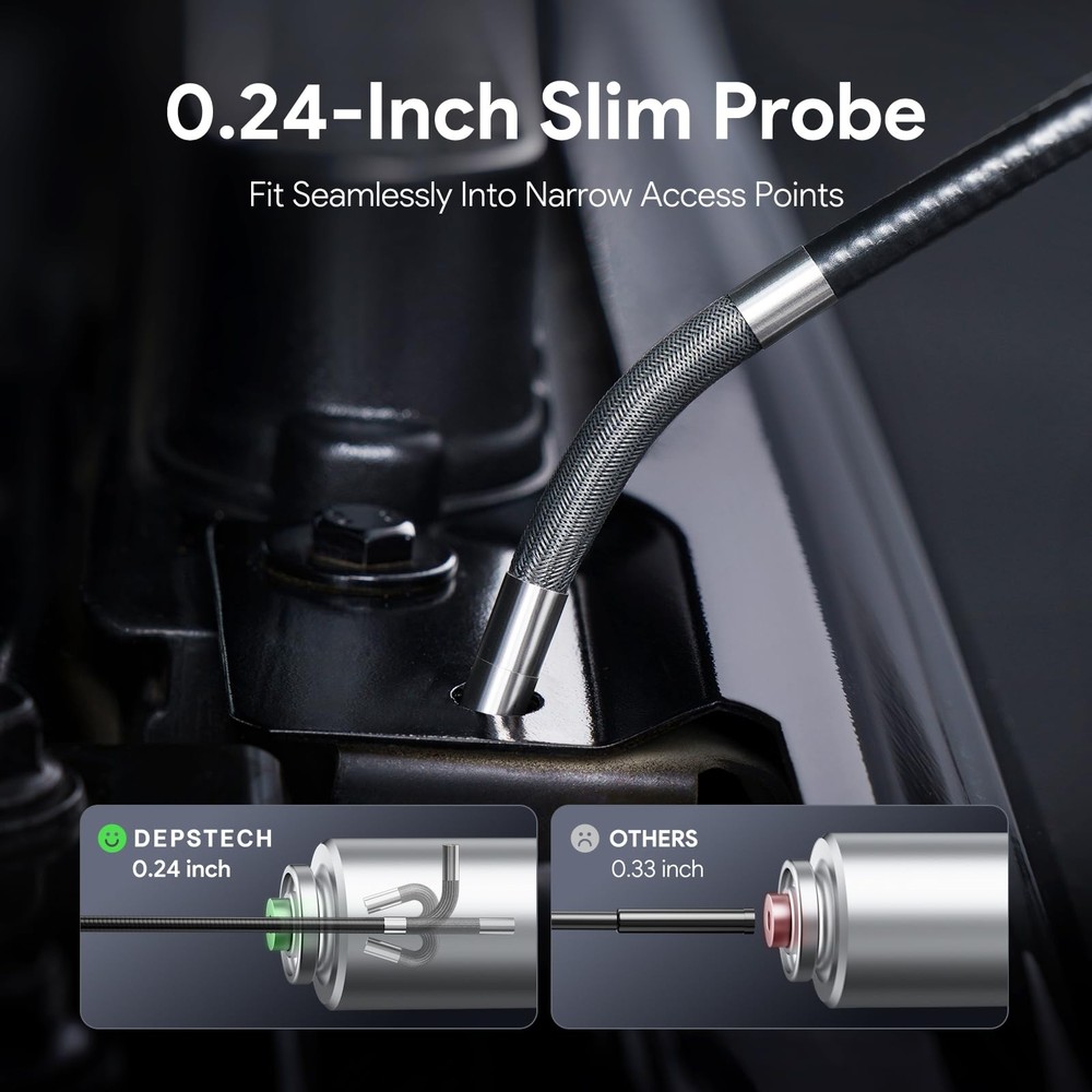 Articulating Borescope Camera with Light, 5" IPS HD Screen, Industrial Endosc...