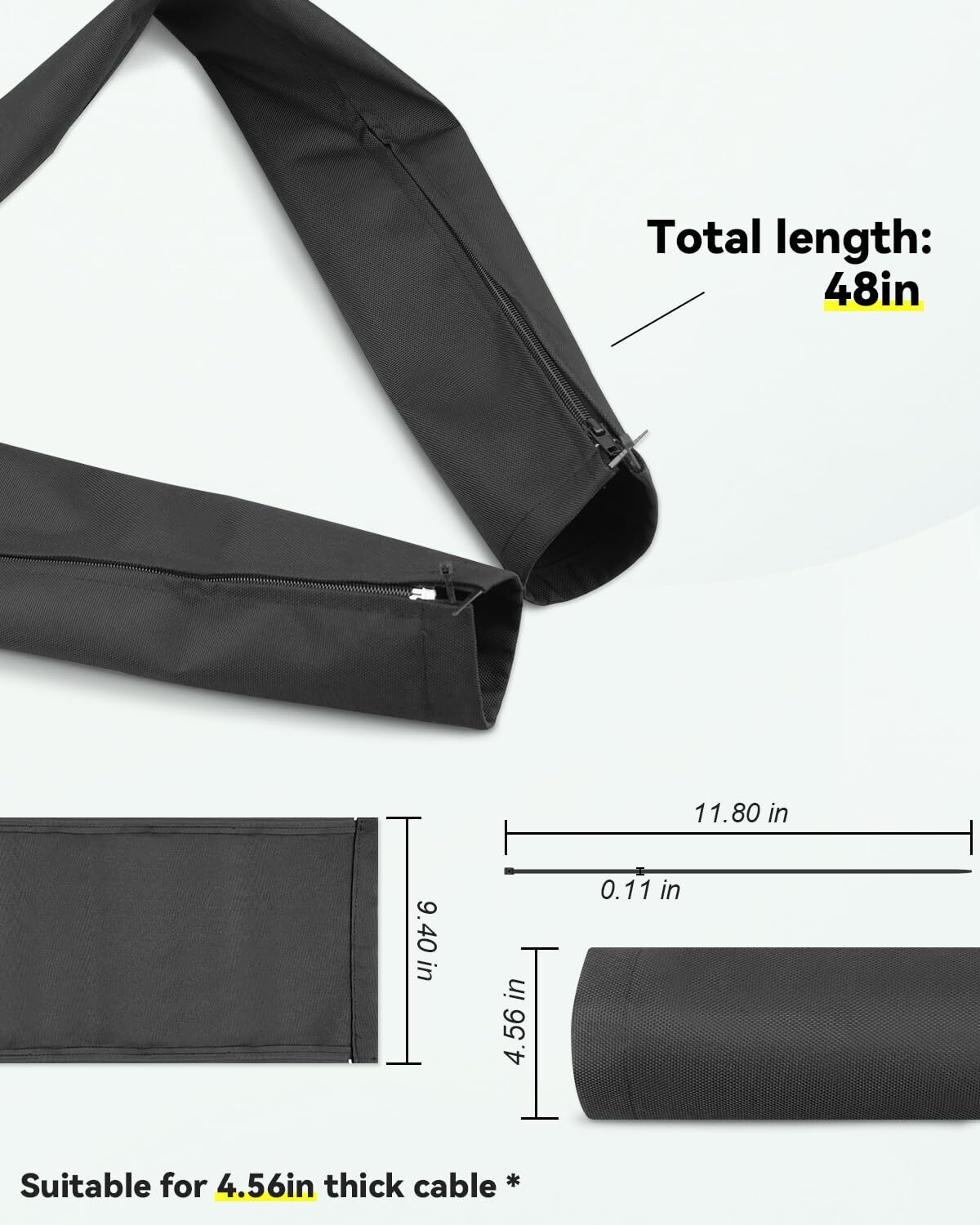 Outboard Marine Cable-Hose Rigging Protector Cover 48" Zippered Sleeve ZRS-1-DP