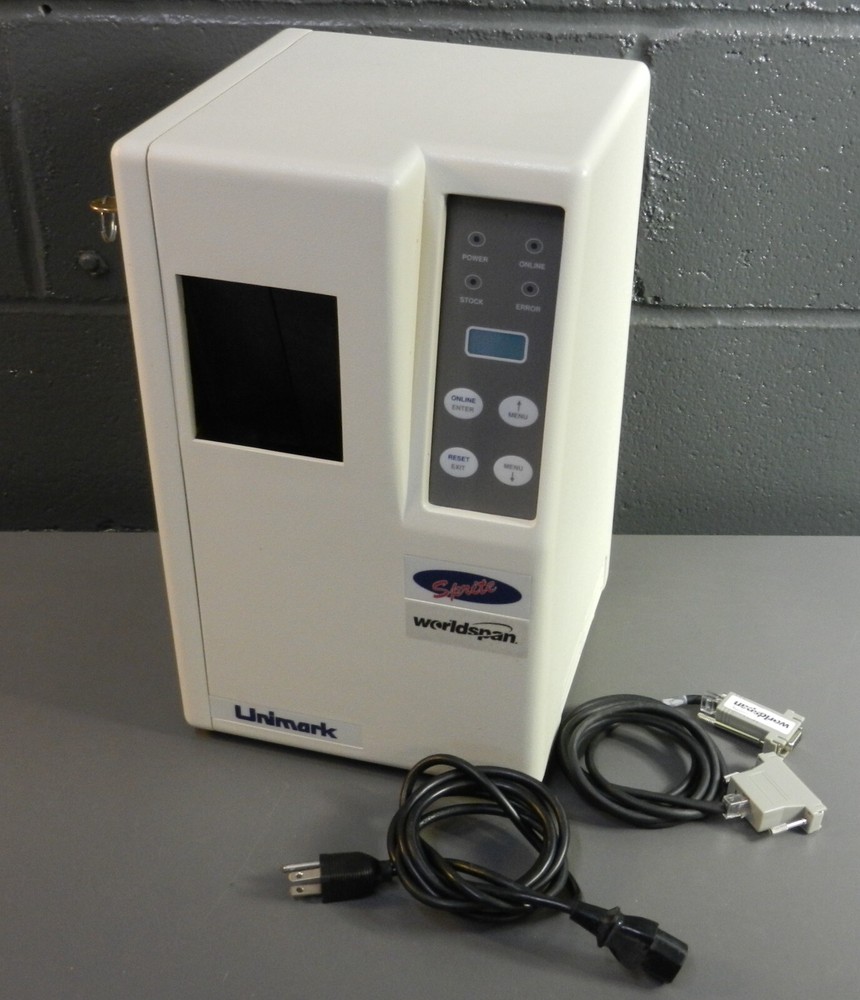Unimark Sprite Worldspan Thermal Ticket/Boarding Pass Printer w Cables/Software