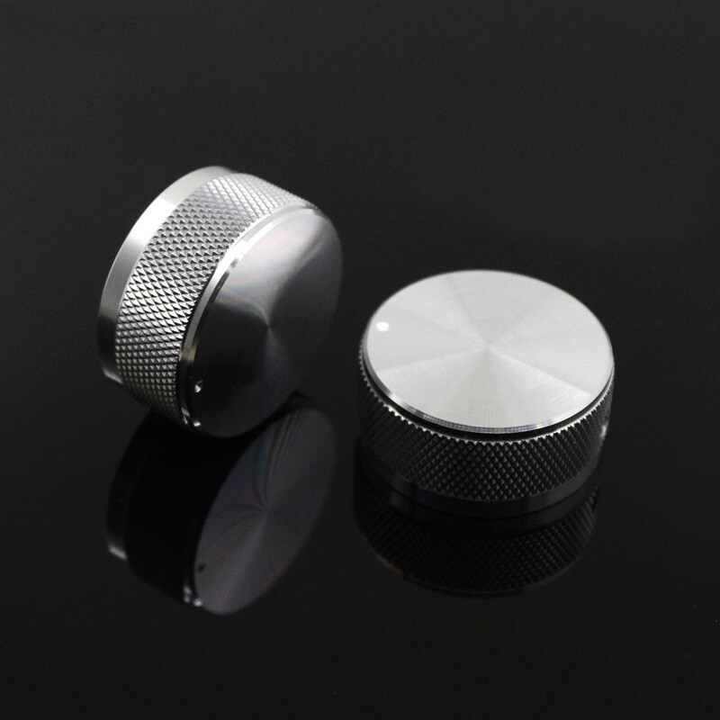 1PCS 35*16 Knurled Gloss Silver Aluminum Amplifier Volume Potentiometer Knobs