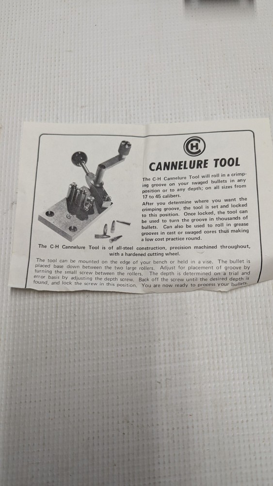 C-H Tool & Die Corp Cannelure Crimping Reloading Tool w/ Ship Box & Instructions