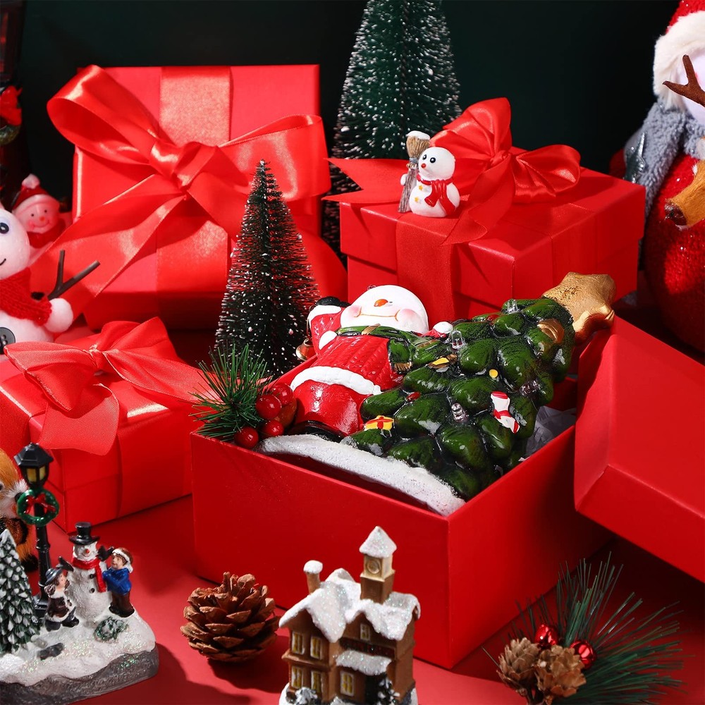 4 Pcs Nesting Gift Boxes with Lids, Square Stacking, Assorted Sizes Decorativ...