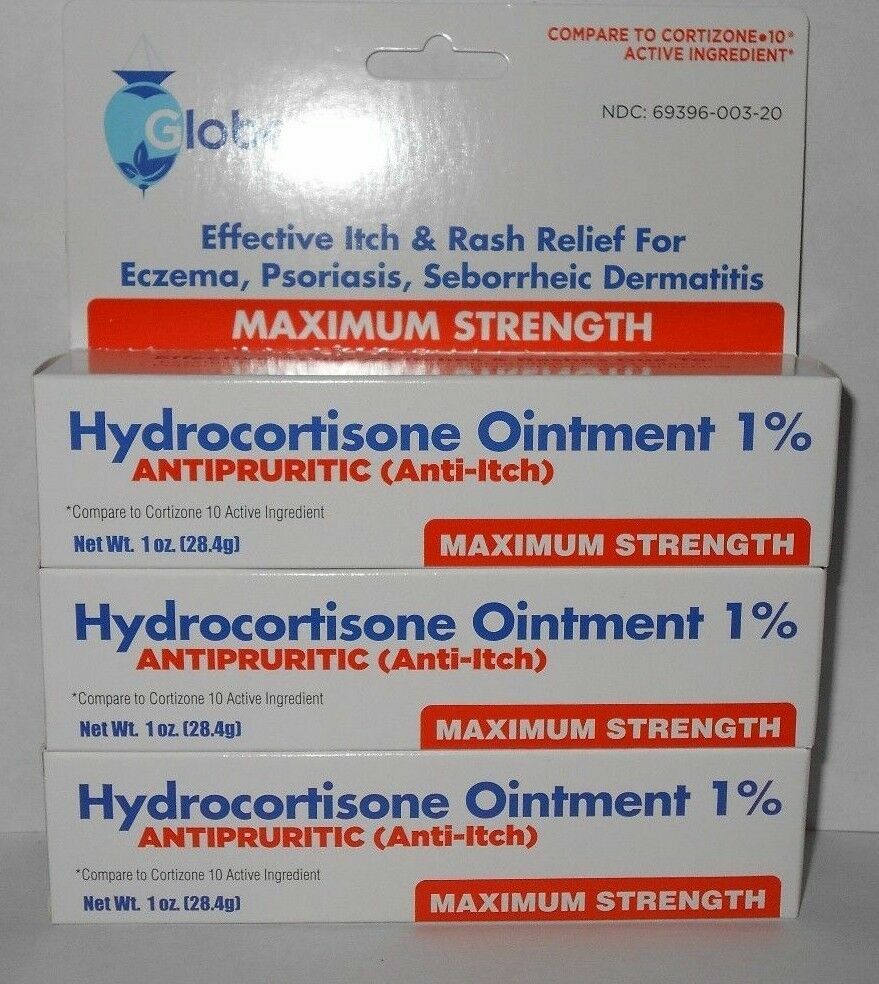 Hydrocortisone Ointment 1% 1oz Anti-Itch (Compare to Cortizone-10) - 3 pack