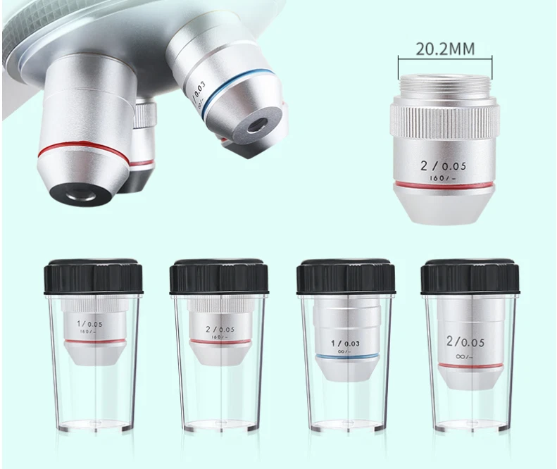 195 1X 2X RMS Achromatic Infinity Objective Lens for Biological Microscope