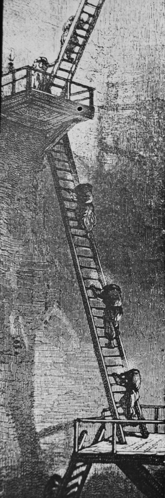 MINING : BRINGING COAL UP FROM MINE C1875 VICTORIAN Magic Lantern Slide MINERS