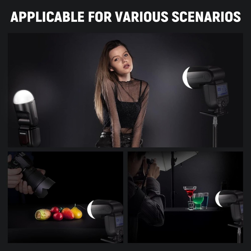 NEEWER Magnetic Dome Diffuser for Round Head Speedlite Flash, Magnetically Attac