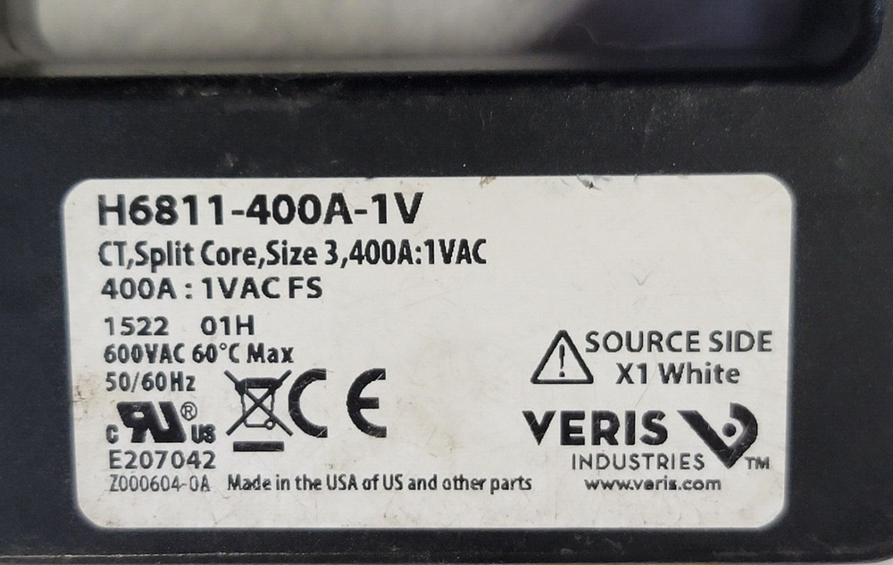 VERIS H6811-400A-1Vmedium split-core current transformer NOS FREE SHIP LOC GG2