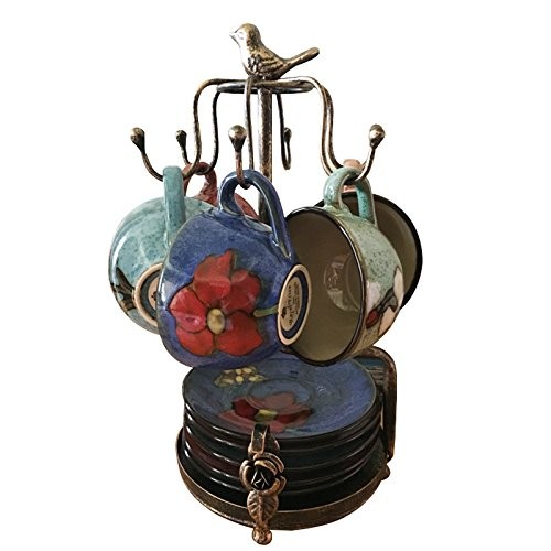 Creation Core Vintage Bronze Iron Coffee Cup Holder Storage Premium Rustic Te...