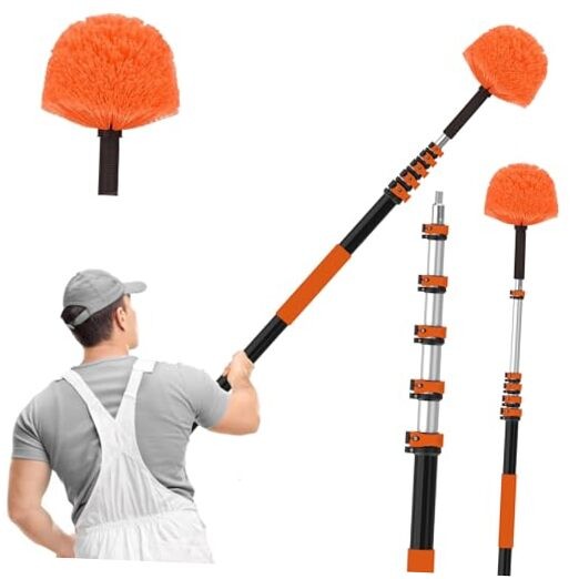 30FT Reach Cobweb Duster with Extension Pole, High Ceiling Long Duster 24FT