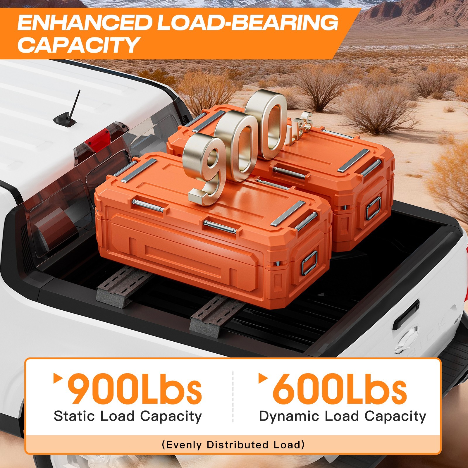 Universal Truck Bed Rack Low Profile Cargo Cross Bar 900lbs Fit Silverado Tacoma