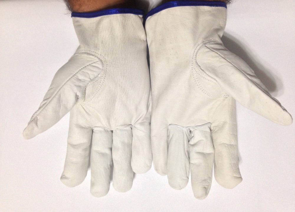 12 Pair Pack Cow Hide Grain Leather Driver, work ,safety golves Size (L)