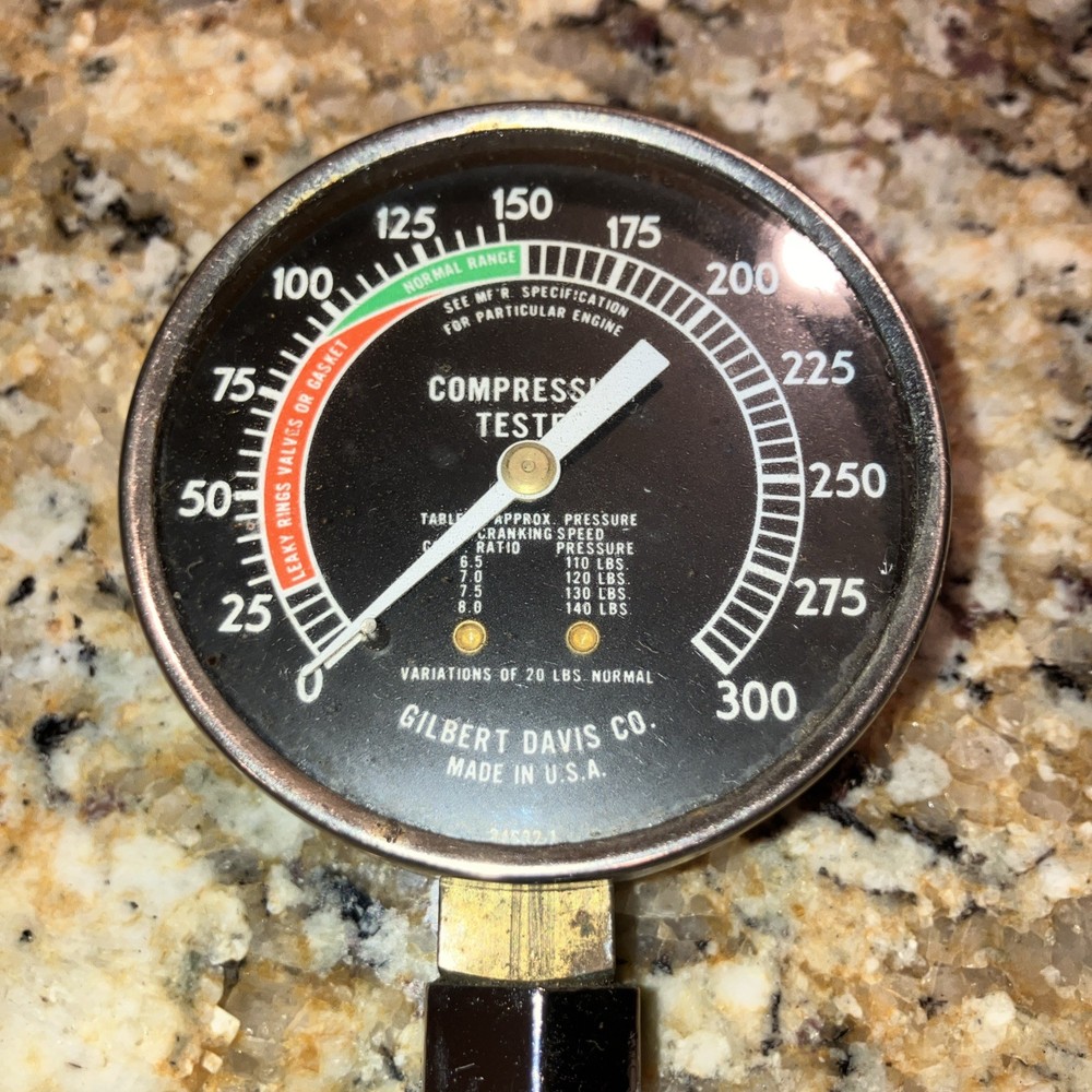 VINTAGE GILBERT DAVIS CO. AUTOMOBILE COMPRESSION TESTER