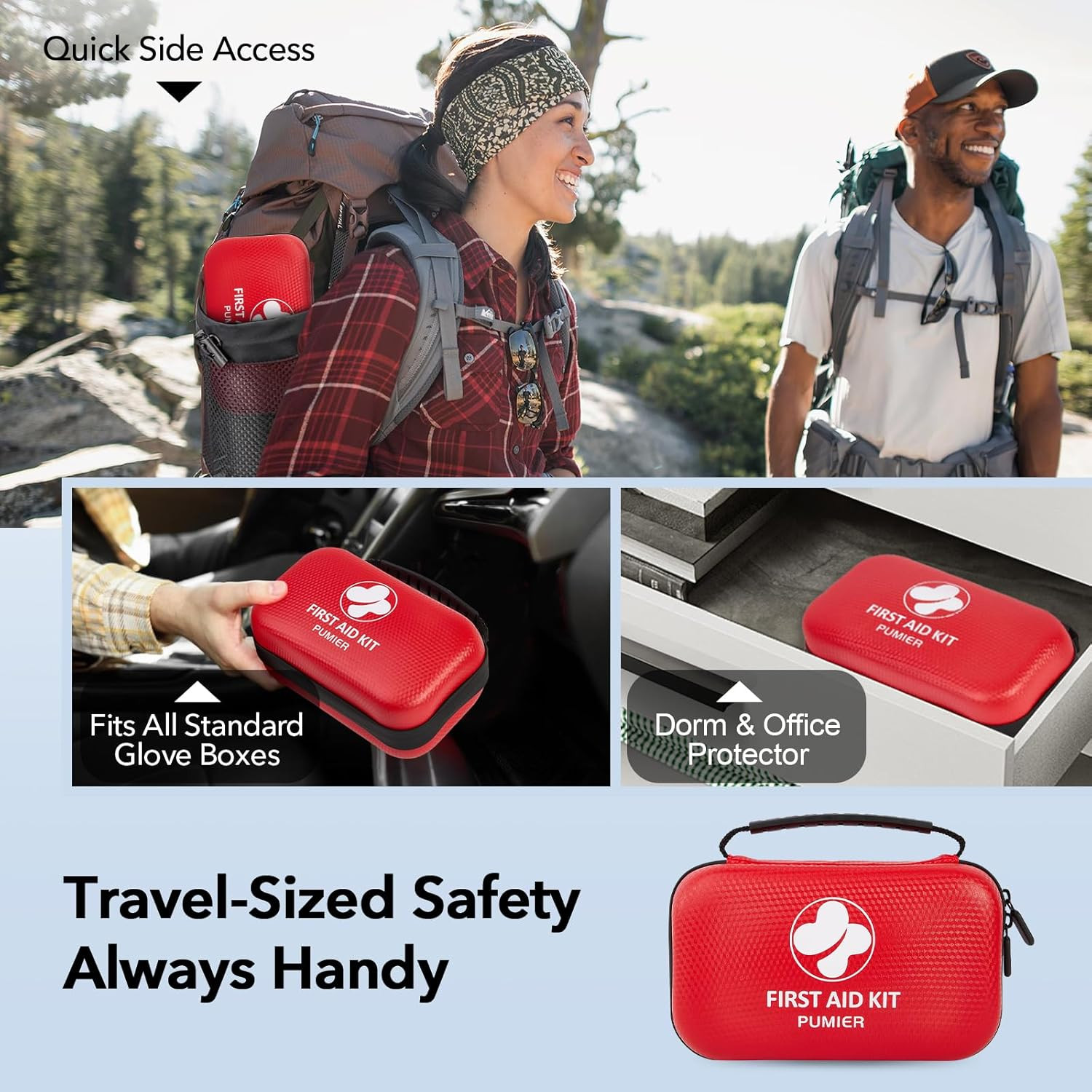 First Aid Kit for Car Home Travel Camping, 350Pcs Compact Waterproof Hard Case,