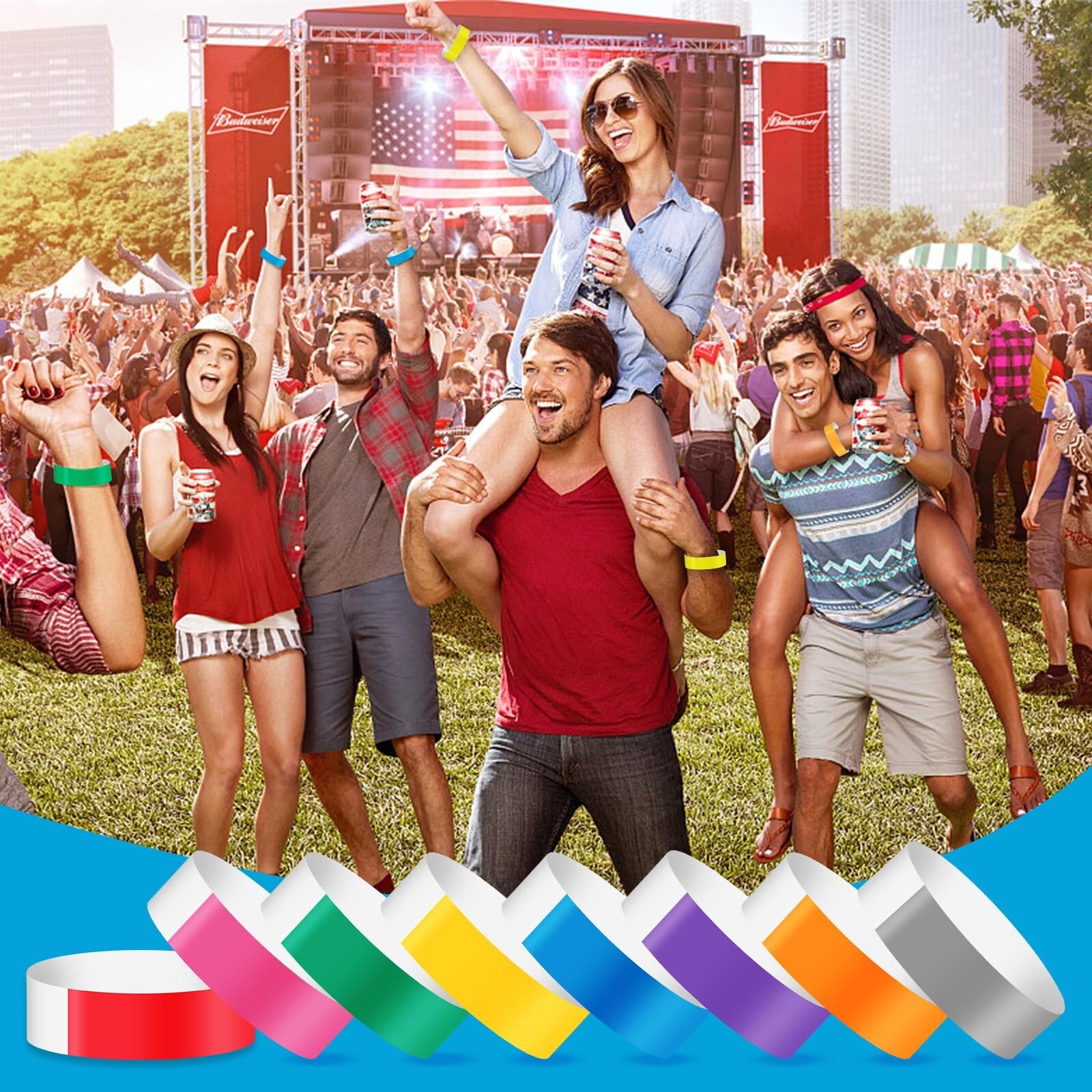 800 Pieces Colored Wristbands for Events Wrist Bands Paper Bracelets Wristbands