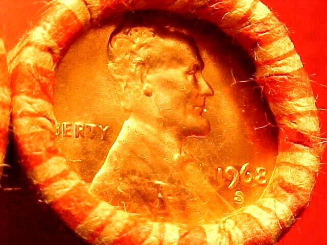 "2" 1968-S OBW LINCOLN MEMORIAL PENNY ROLLS GEM RED CENTS UNCIRCULATED++