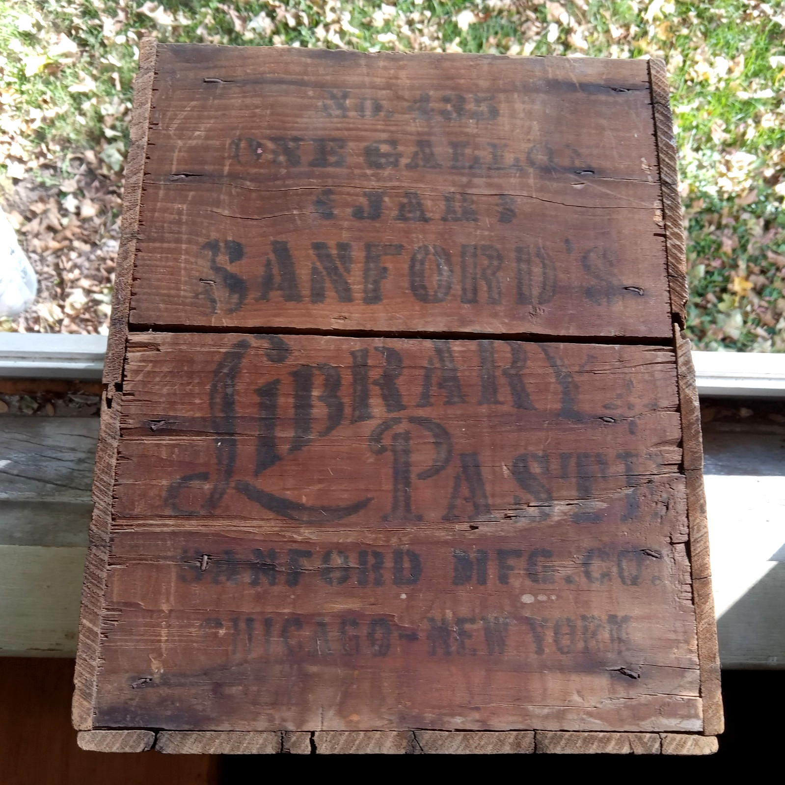 SANFORD'S INKS LIBRARY PASTE WOOD SHIPPING BOX 100 YEARS OLD PRINTED ALL 4 SIDES