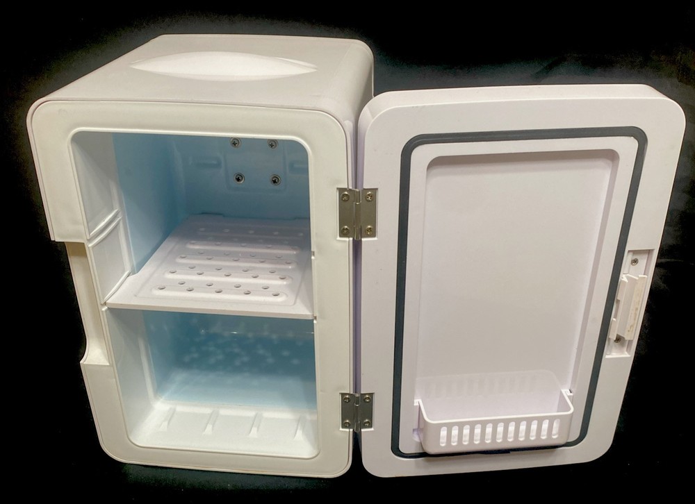 Mini Fridge 12 Volt Mirrored Lighted Makeup Cosmetics Snack Refrigerator Cold