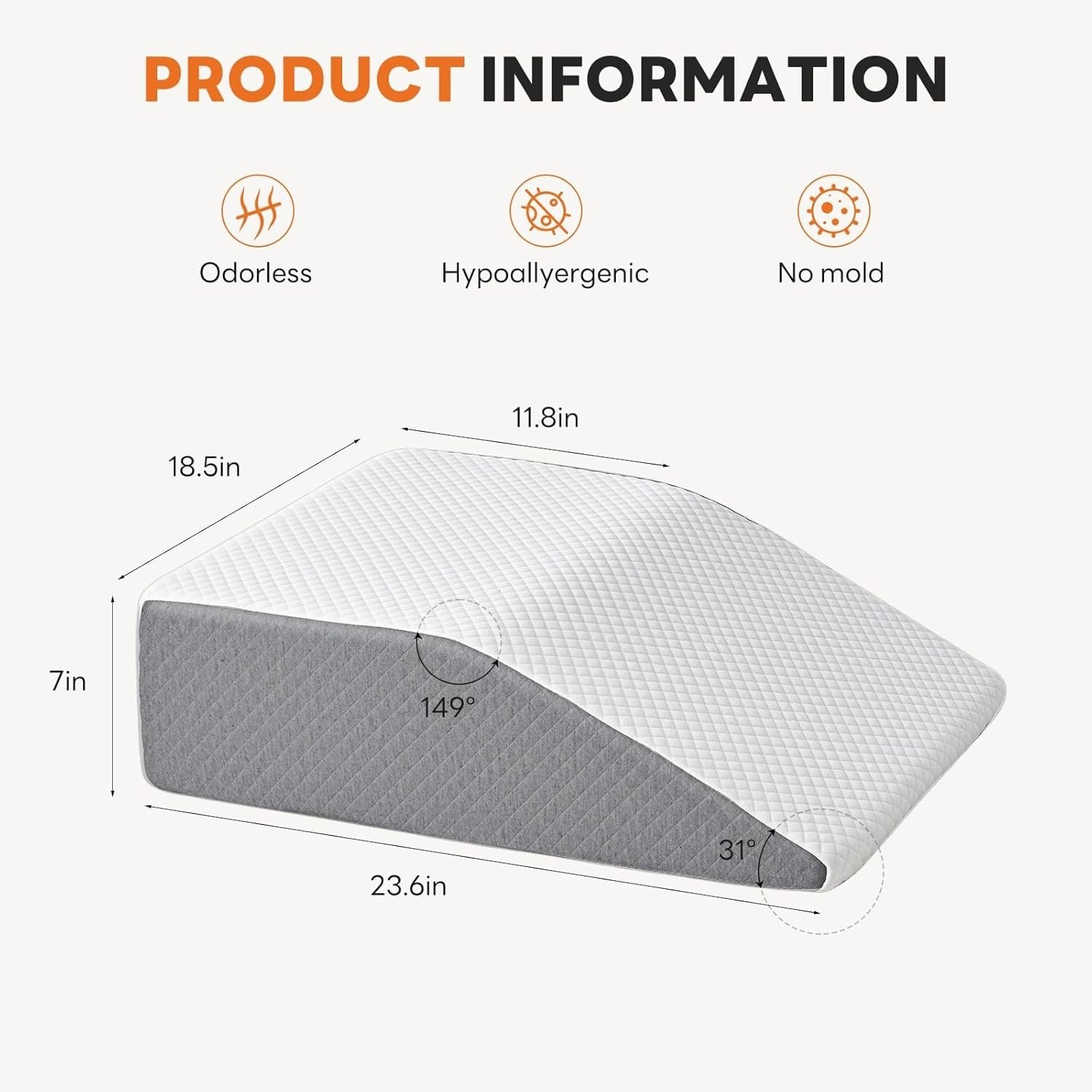 Wedge Pillow Body Pillow for Sleeping Apnea Neck Pain Relief Sleeping Comfort