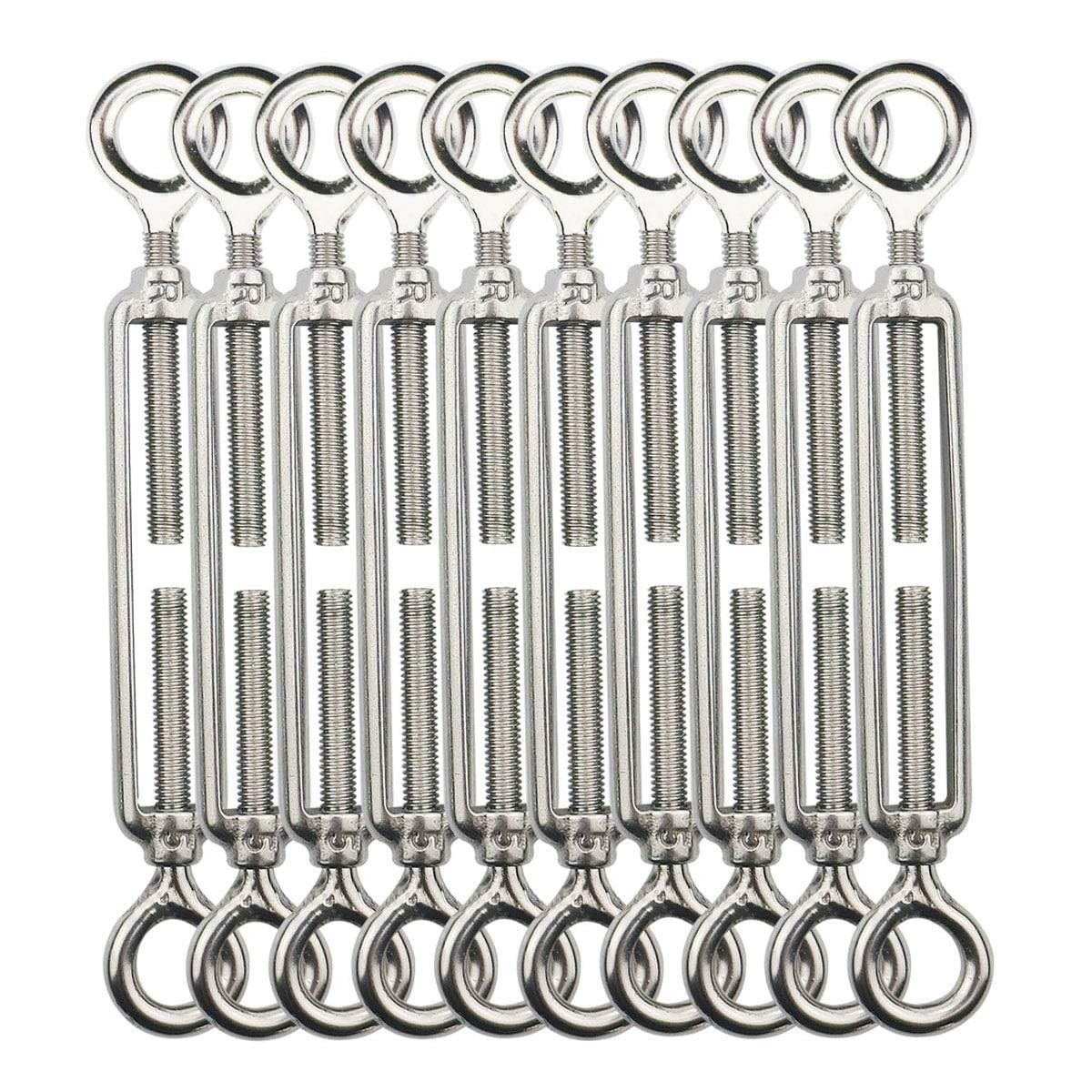 10 Pack M5 Turnbuckle Eye and Eye, 304 Stainless Steel Turnbuckle Wire Tensio...