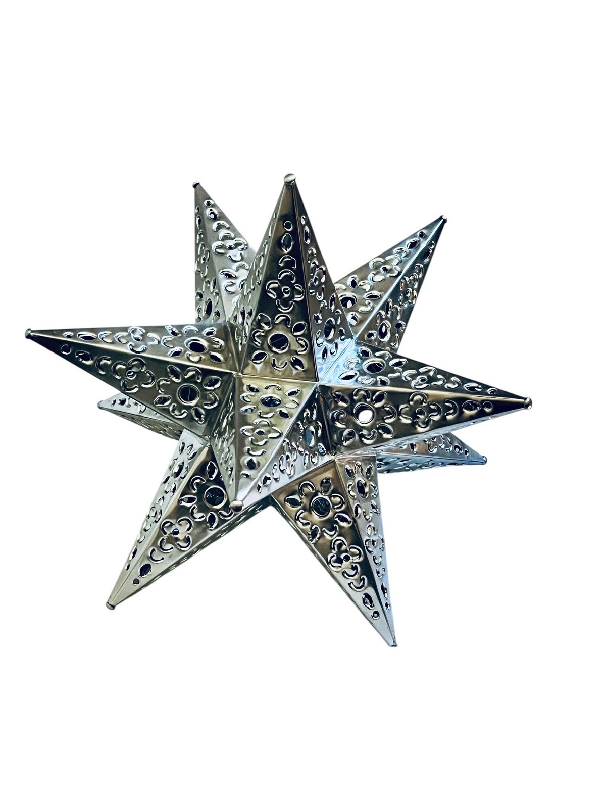 Moravian Tin STAR , Mexican Xmas TREE TOPPER 11" Estrella