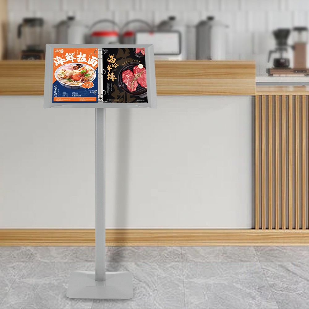 Standing Page Flip Menu Display Rack Ring Binder Stand Floor Standing Menu Stand
