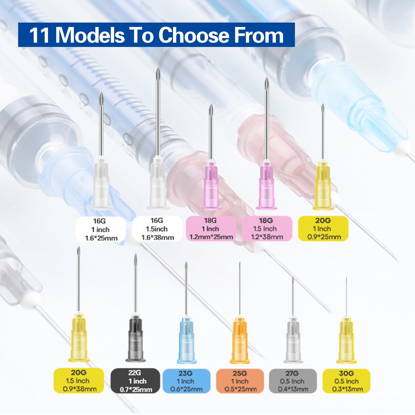 100 Pcs 22G 1 Inch Disposable Needle, Luer Lock Individual Package 22G-1