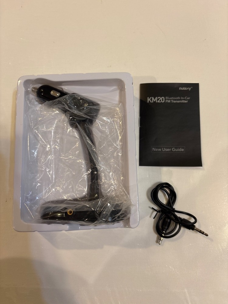NEW Nulaxy KM20 Wireless In-Car Bluetooth FM Transmitter Version Guide Wire NWOT