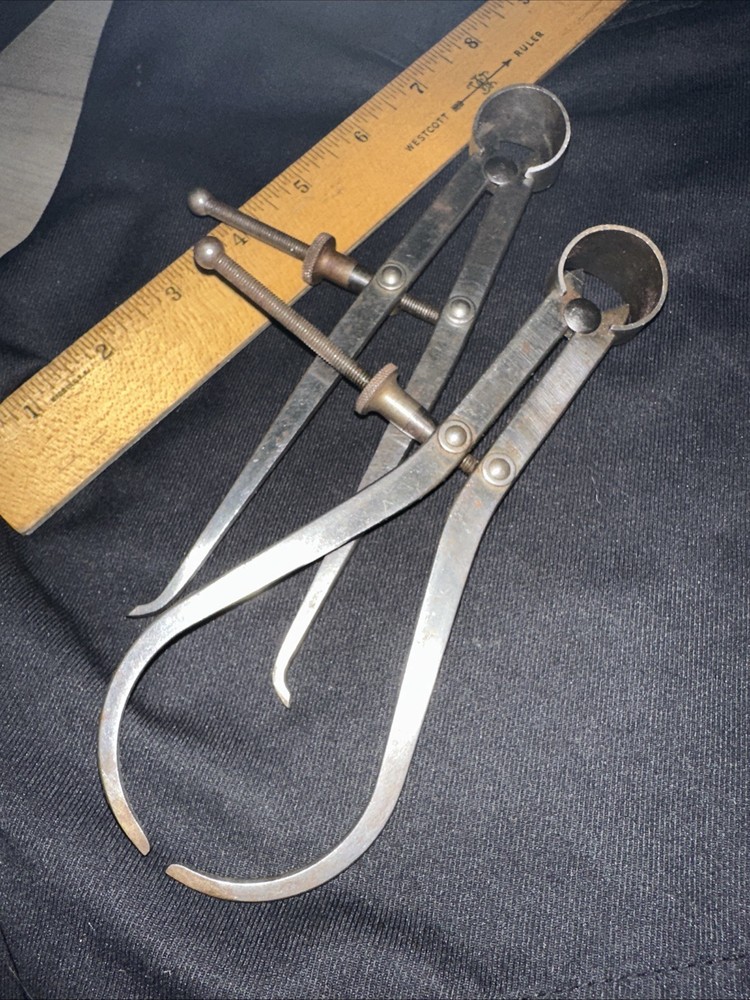 2 Goodell-Pratt INSIDE & OUTSIDE SPRING DIVIDER CALIPERS. Used Machinest Tools