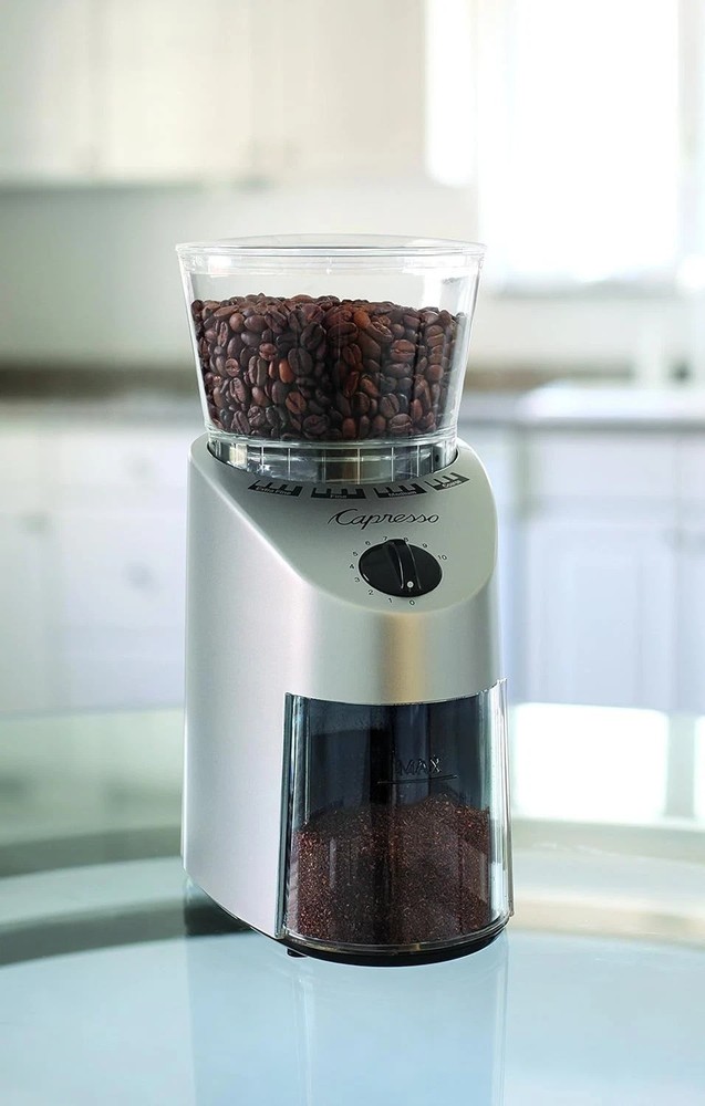 Versatile Brushed Silver Infinity Burr Grinder - Ideal for All Coffee Styles