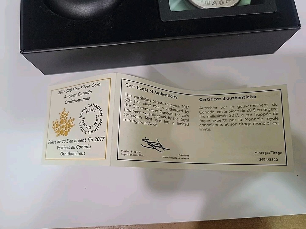 2017 Ancient Canada Ornithomimus Silver coin