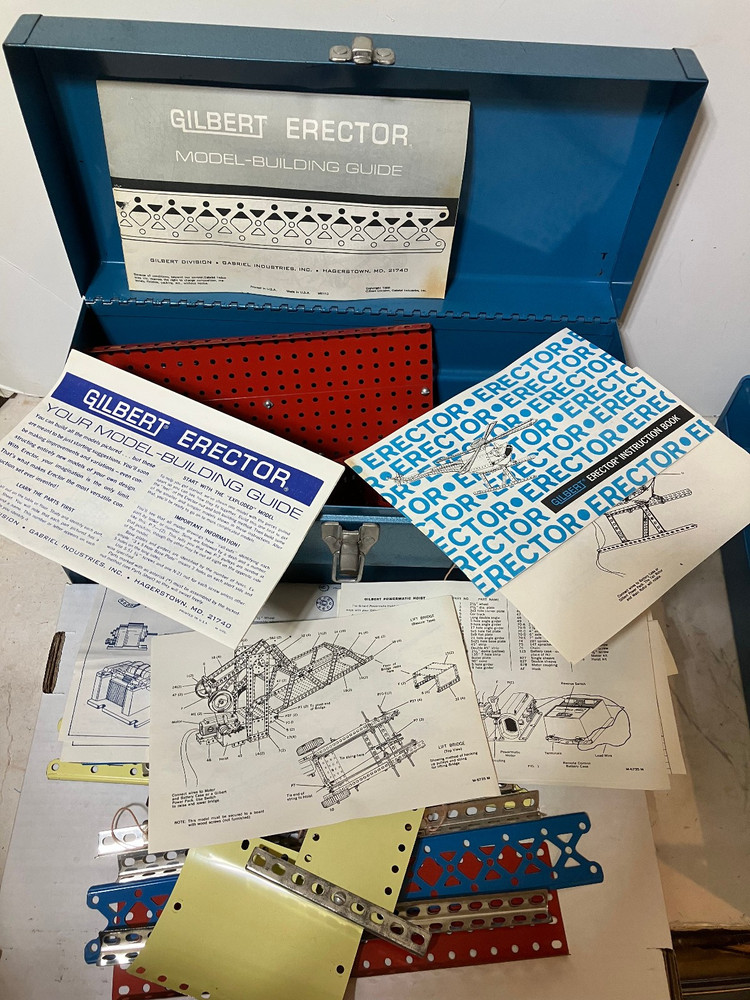 Gilbert Erector Set Blue Tool Box Instructions Original 1969