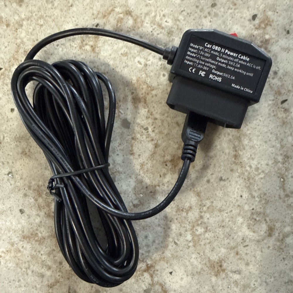 OBD2 Power Cable for Dash Camera, Mini USB to OBD-II