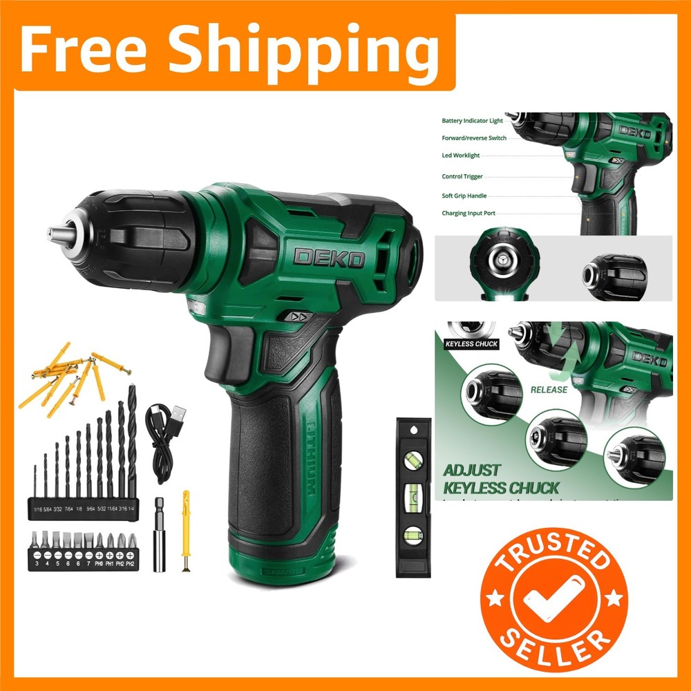 Lightweight 8V Electric Drill with 3/8" Keyless Chuck & Variable Speed Control