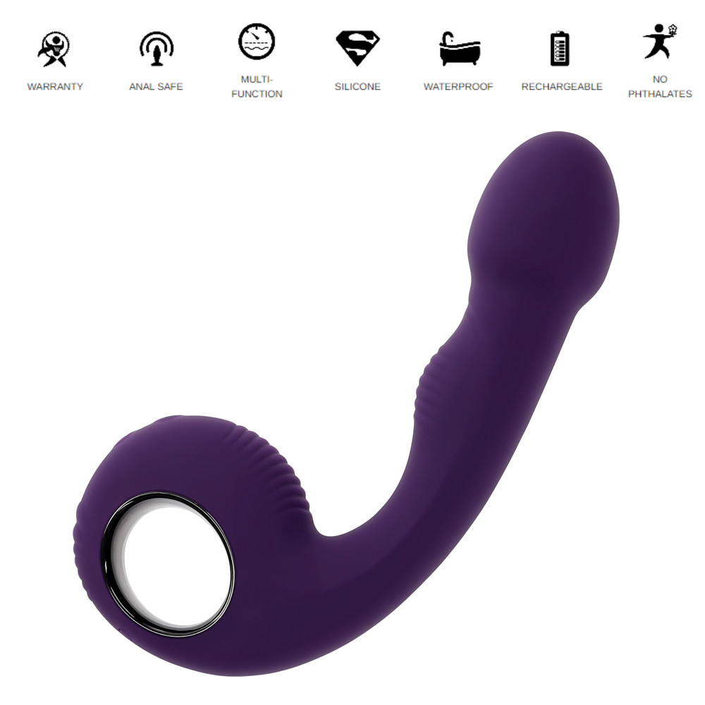 Vibrating Prostate Massager With Ringed Handle Rechargeable Silicone Vibrator