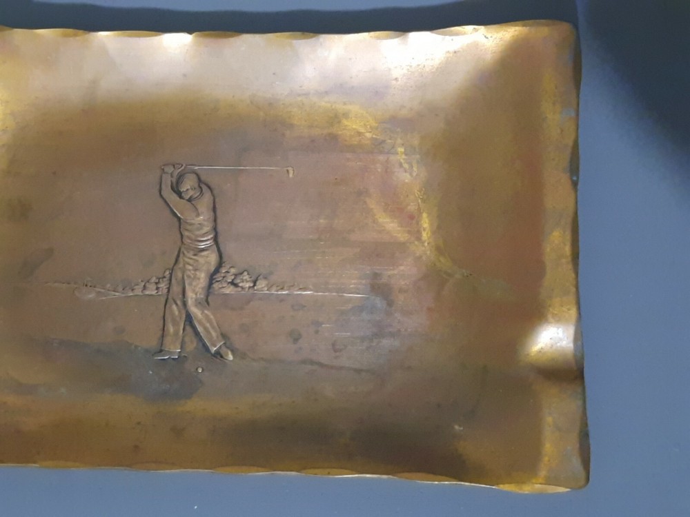 Wendell August Forge Solid Bronze Ashtray Plate Golf Hovis Screwlock