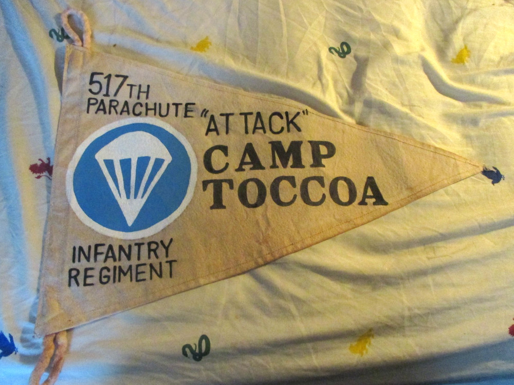 WWII US ARMY CAMP TOCCOA 517 TH PIR CURRAHEE BARRACKS WALL  FLAG