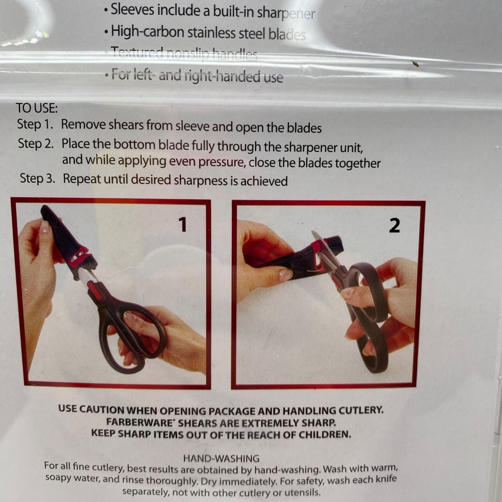 Farberware Edgekeeper Set 2 All Purpose Utility Shears Edgekeeper Sheaths Red