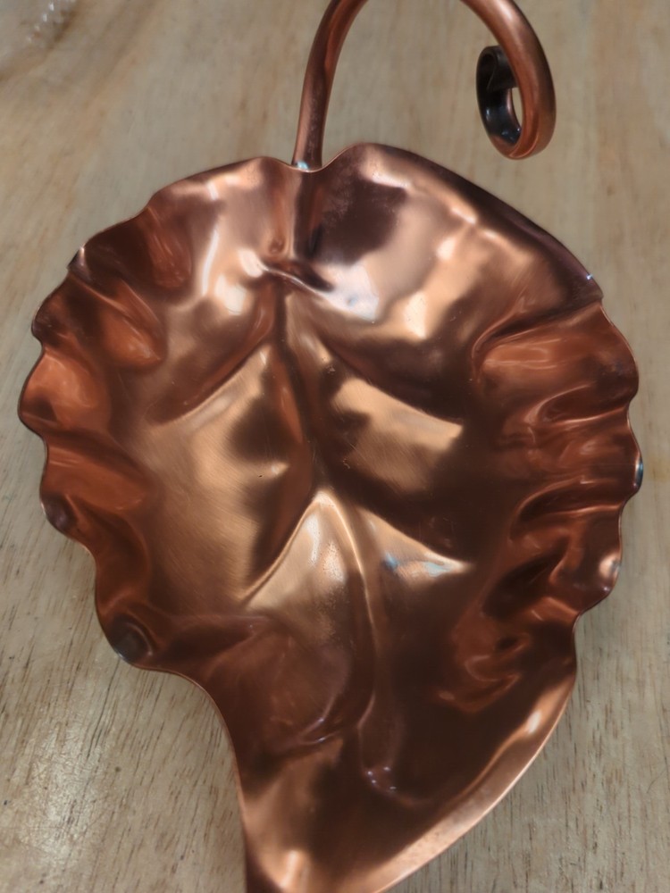 Unique Stylish Vintage Gregorian Copper Leaf Dish  Candy Dish