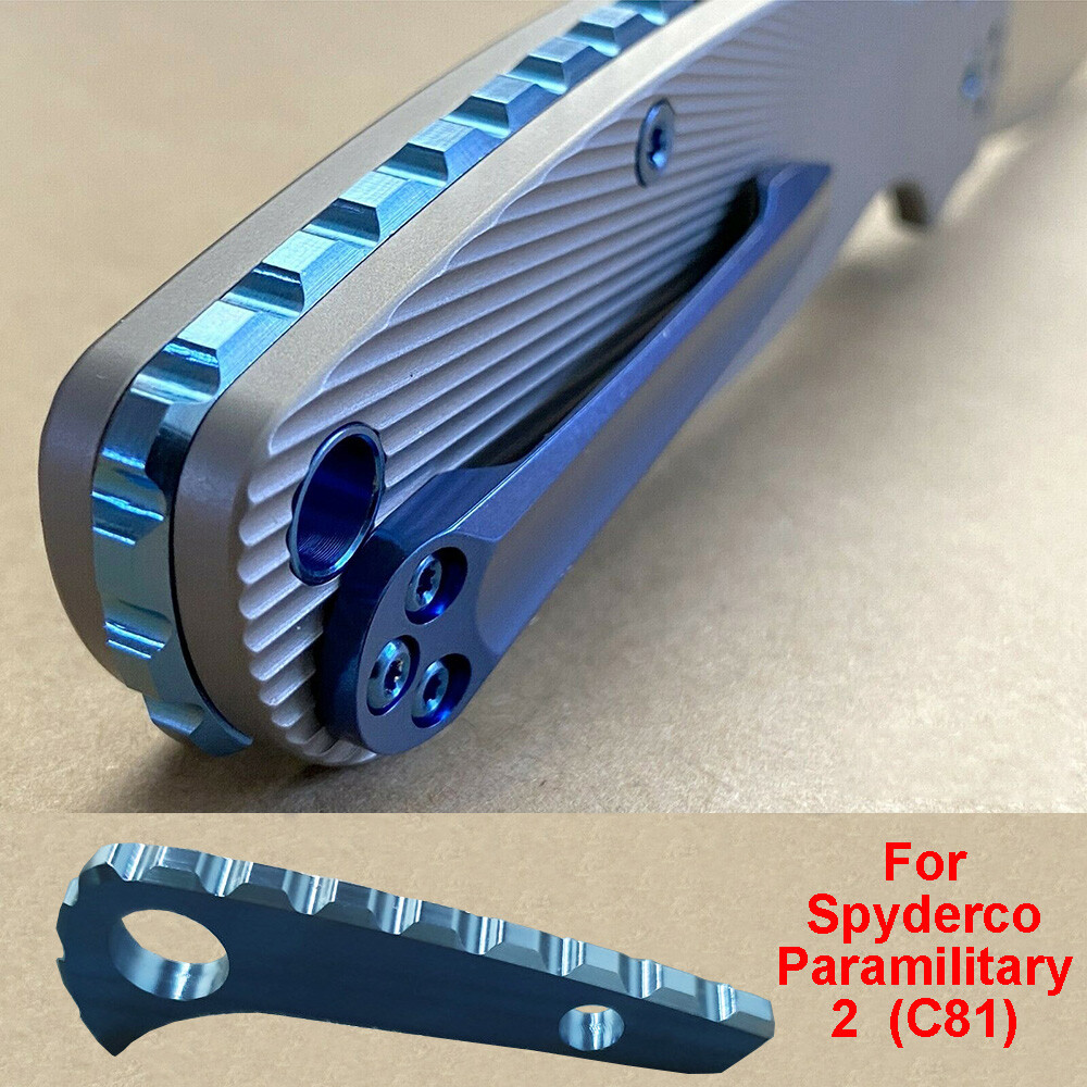 Blue Anodized Titanium Back Spacer for Spyderco Paramilitary 2 (C81) NEW