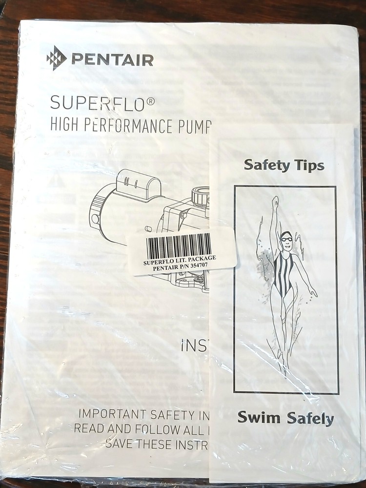 Pentair SUPERFLO High Performance Pump - Installation & User's Guide - booklet