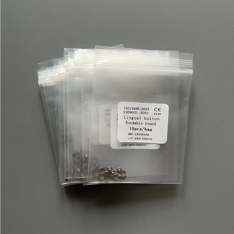 10 Packs Dental Lingual Buttons Orthodontic Bondable Round/Rectangular Mesh Base