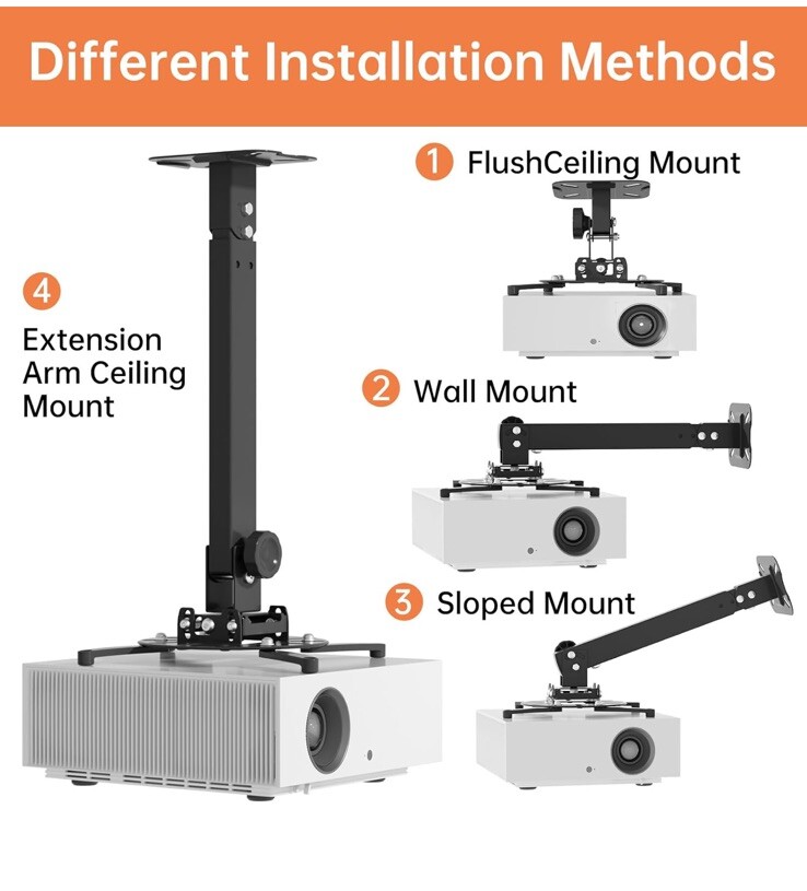 Universal Projector Ceiling Mount Wall Bracket Holder Fit Flat or Sloped Ceiling