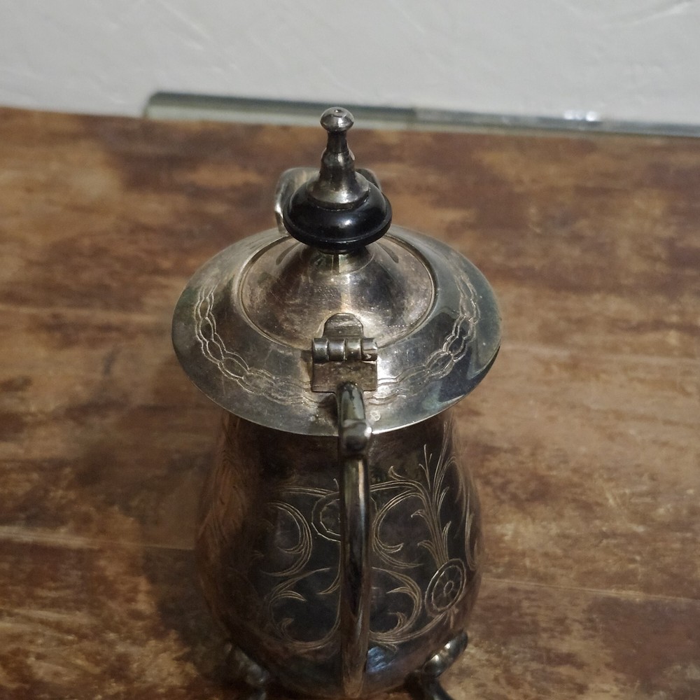 Vintage Individual Coffee Tea Pot EPNS India Etched Teapot Silverplate