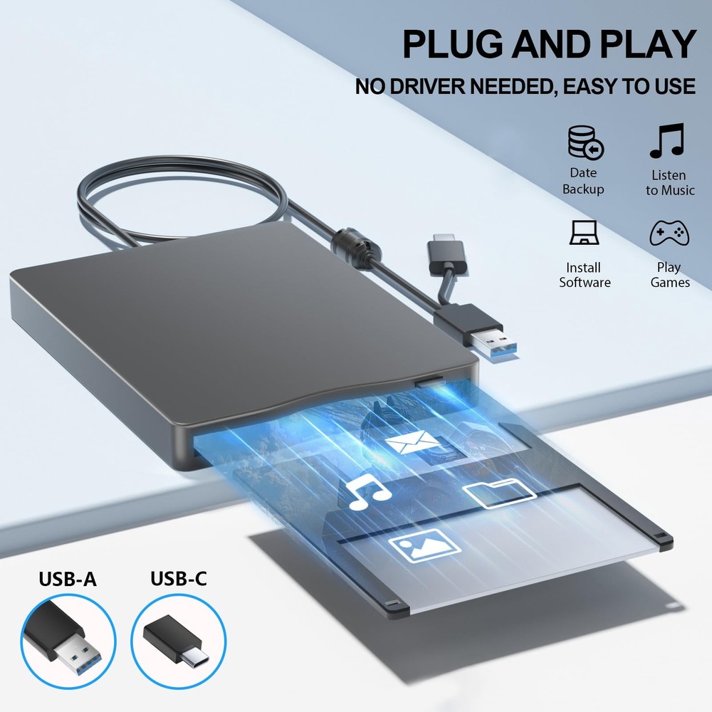 External Floppy Disk Drive 3.5 Inch Reader USB 3.0 TypeC Case PC Retro Gaming