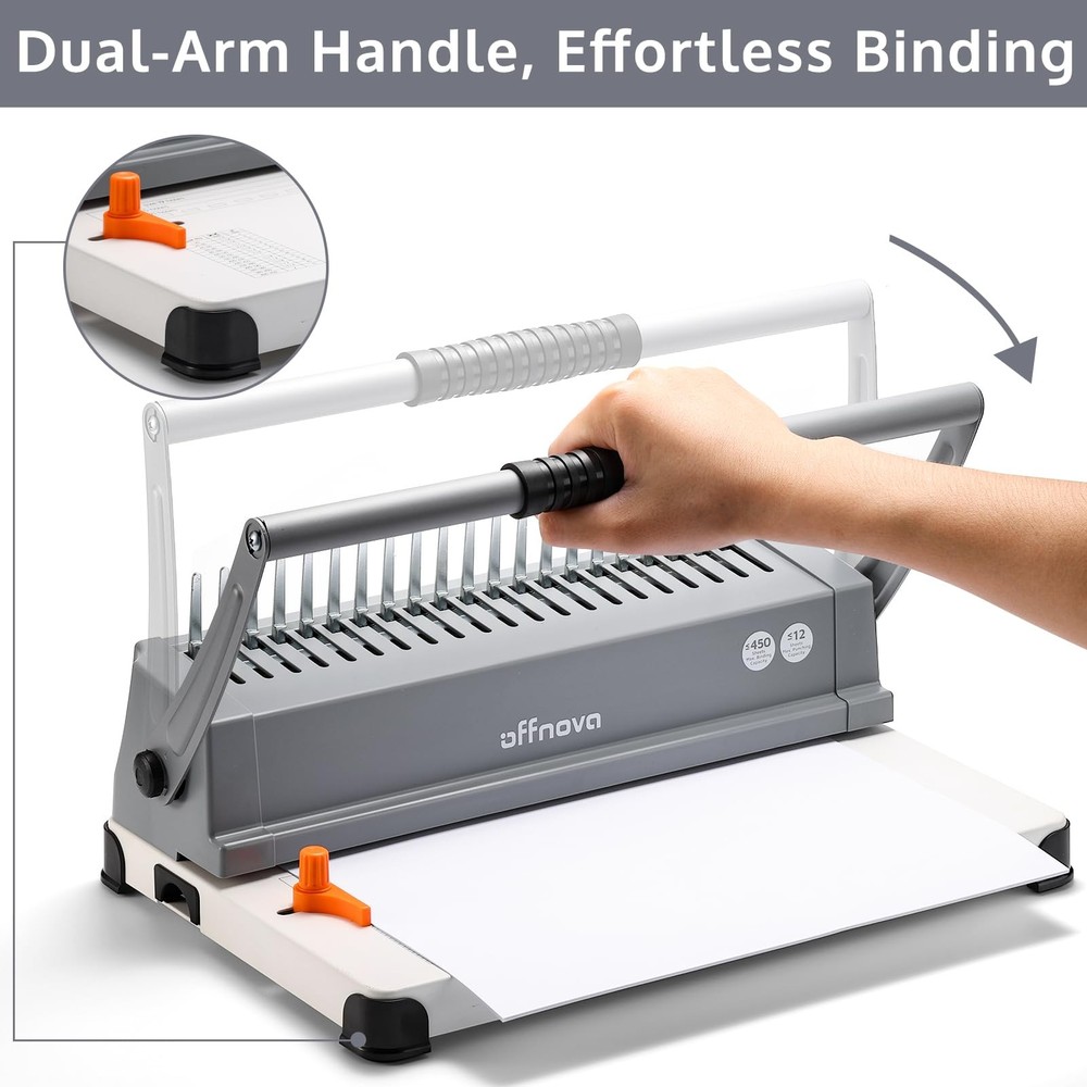 Binding Machine, 21-Hole 450 Sheets Paper Comb Binding Machine for Letter Siz...