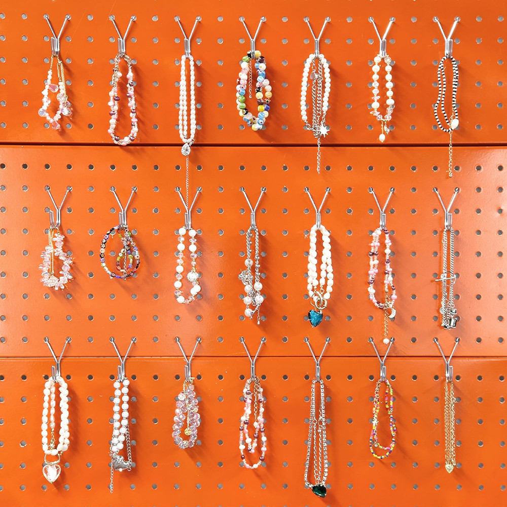 80 Pack Pegboard Hooks J-Hook – 1 Inch Silver J Hooks for Pegboard – Heavy Duty