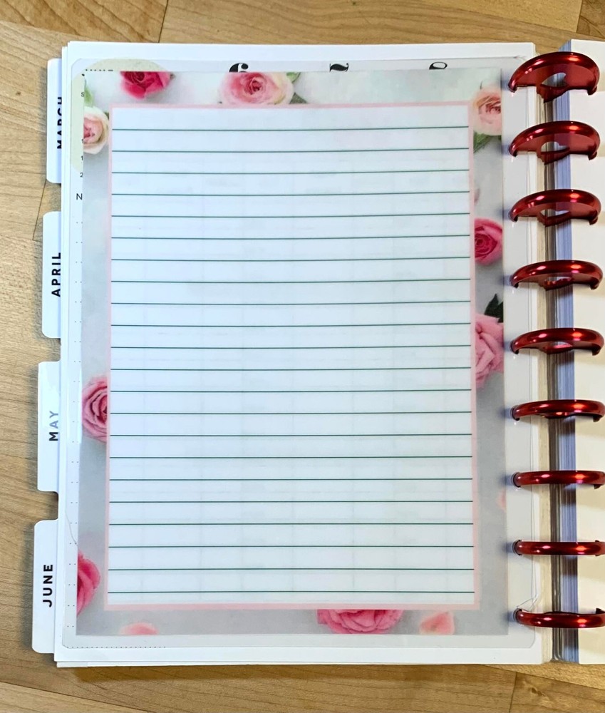 Blood Pressure Tracker Dashboard Insert for use with a Classic HAPPY Planner