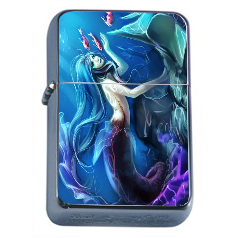 Mythical Creatures D10 Flip Top Oil Lighter Wind Resistant With Case